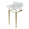 Kingston Brass 19 Carrara Marble Console Sink with Brass Legs 8 Faucet Drillings, Marble WhiteBrushed Brass KVPB1917M8SQ7 - alternate 1